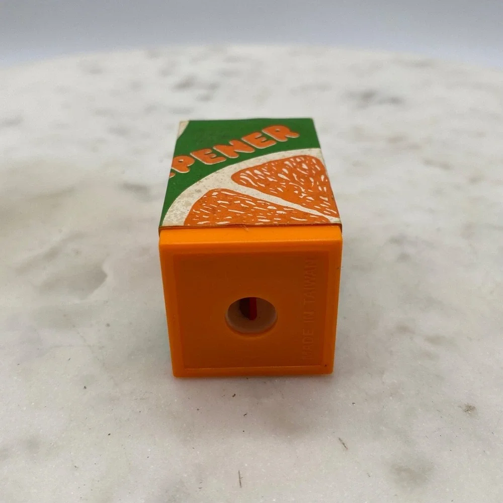 Vintage Orange Juice Carton PENCIL SHARPENER & MILK ERASER 1985 Taiwan Novelty